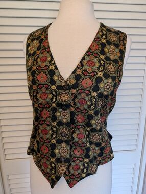 Floral Brocade Vest Metallic Accents The Limited 90's Vintage Tapestry Steampunk